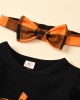 【3M-3Y】Girls Round Neck Black Blouse and Plaid Suspender Skirt Set