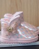 Girls Fashion Plaid Print Butterfly Snow Boots Thickened Fleece Boots