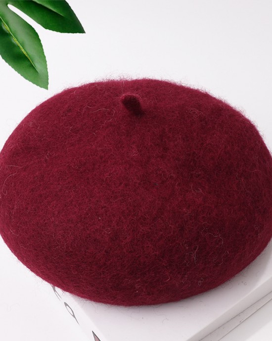 【2Y-8Y】Girls Fashion Solid Color Wool Beret Hat