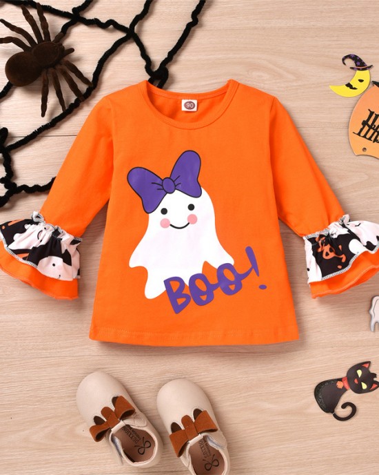 【18M-6Y】2-piece Girls Halloween Printed T-shirt And Pants Set - 34214