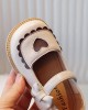 Girls Sweet Heart Shape Embroidered PU Shoes