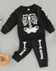 【6M-4Y】2-piece Boys Halloween Print Black Sweatshirt And Pants Set