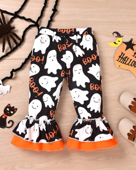 【18M-6Y】2-piece Girls Halloween Printed T-shirt And Pants Set - 34214