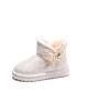 Girls Fashion Plaid Print Butterfly Snow Boots Thickened Fleece Boots