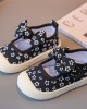Girls Cute Floral Print Bow Shoes