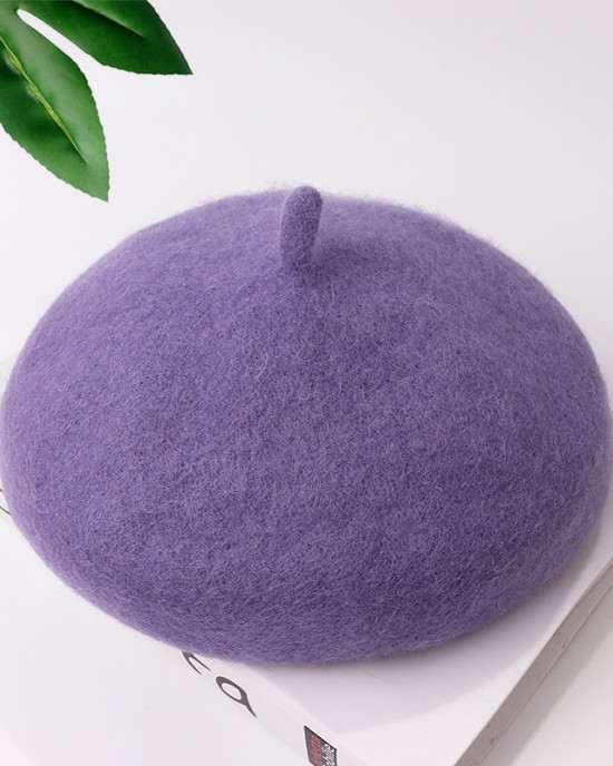 【2Y-8Y】Girls Fashion Solid Color Wool Beret Hat