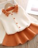 【12M-5Y】Girls Lapel Long Sleeve Cardigan Short Skirt Suit - 34114