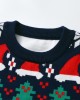 【2Y-8Y】Boy Keep Warm Christmas Tree Santa Hat Snowflakes Jacquard Colorblock Round Neck Sweater