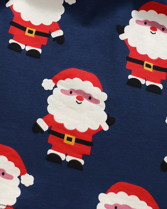 【18M-7Y】Girl Cute Christmas Santa Claus Print Long Sleeve Dress