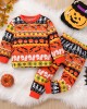 【12M-5Y】Unisex Cute Halloween Print T-shirt And Pants Set