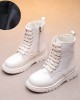 Girls Casual British Style Solid Color Tall Martin Boots