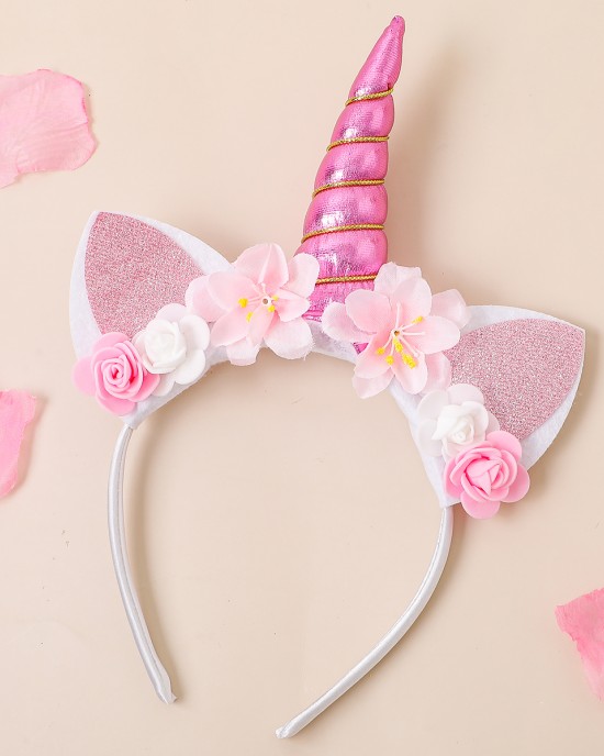 Girl Cute Unicorn Flowers Headband