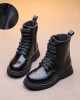 Girls Casual British Style Solid Color Tall Martin Boots