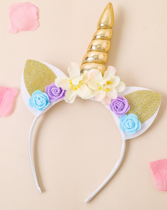 Girl Cute Unicorn Flowers Headband