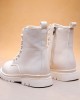 Girls Casual British Style Solid Color Tall Martin Boots