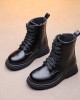 Girls Casual British Style Solid Color Tall Martin Boots