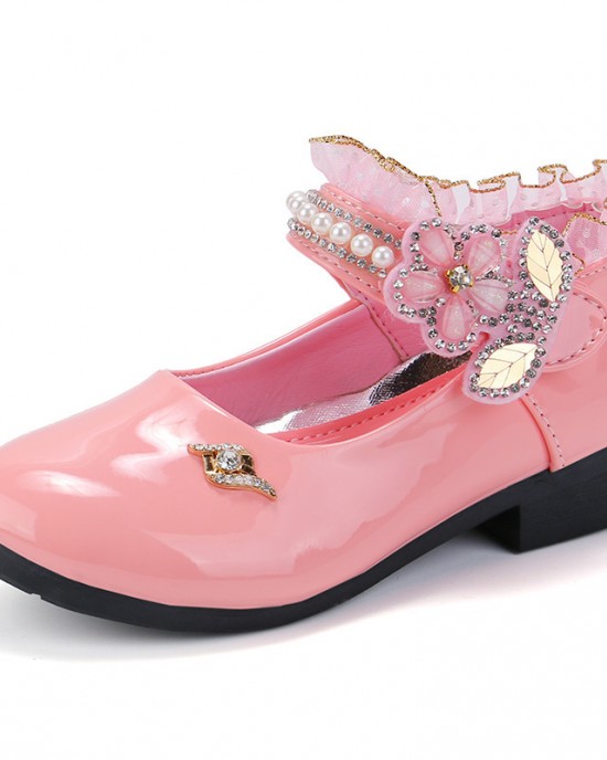 Girl Sweet Lace Pearl Hot Diamond Princess Shoes