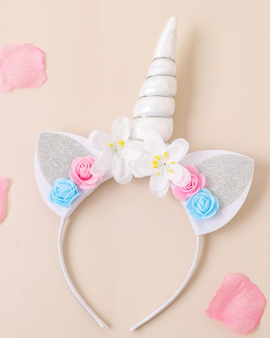 Girl Cute Unicorn Flowers Headband