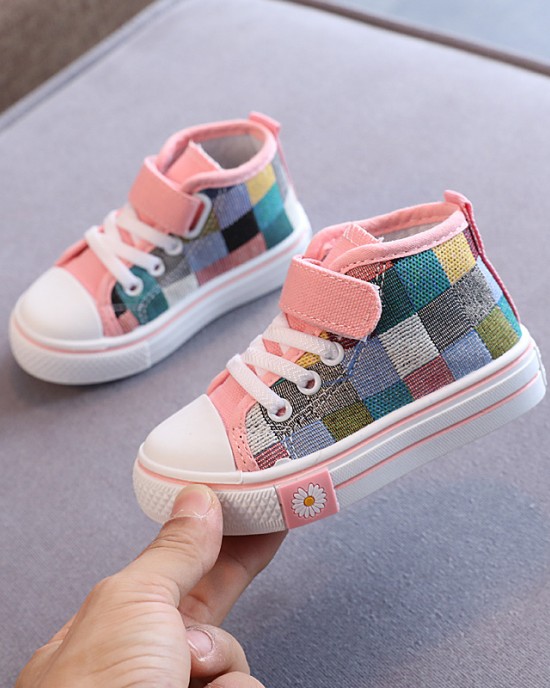 Unisex Kids Plaid Canvas Shoes