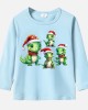 【12M-9Y】Unisex Kid Cotton Stain Resistant Christmas Dinosaurs Print Long Sleeve Tee