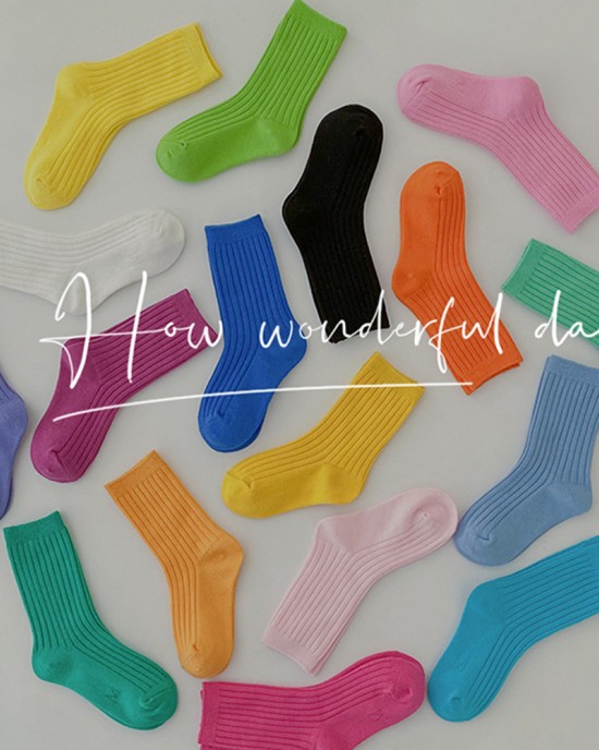 【1Y-12Y】4-pack Unisex Kids Colorful Cotton Socks