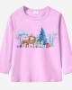 【12M-9Y】Unisex Kid Cotton Stain Resistant Christmas Print Long Sleeve Tee