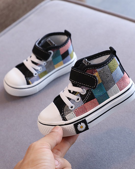 Unisex Kids Plaid Canvas Shoes