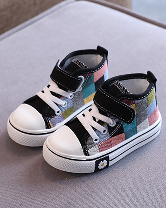 Unisex Kids Plaid Canvas Shoes