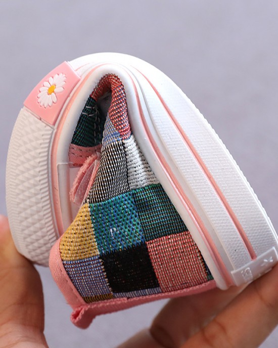 Unisex Kids Plaid Canvas Shoes