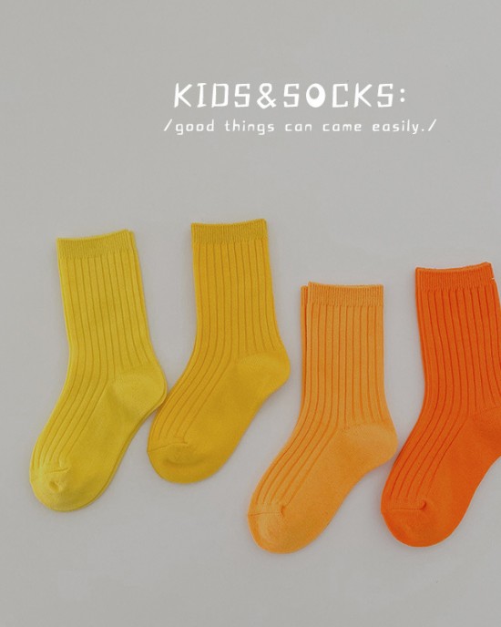 【1Y-12Y】4-pack Unisex Kids Colorful Cotton Socks