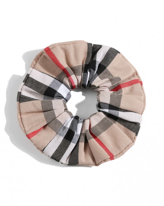 Cotton Khaki Plaid Hair Accessories