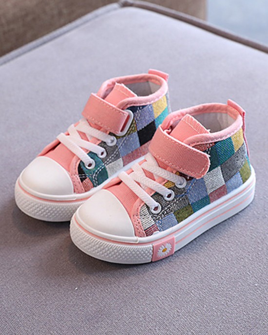 Unisex Kids Plaid Canvas Shoes