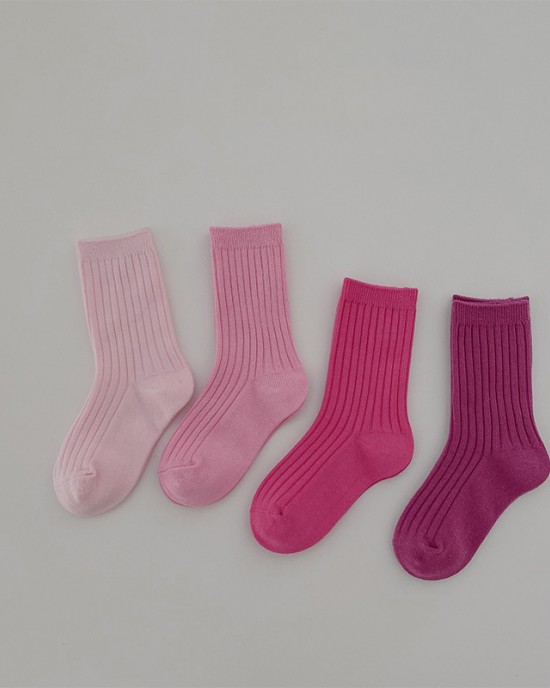 【1Y-12Y】4-pack Unisex Kids Colorful Cotton Socks